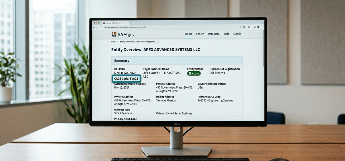 SAM-gov-entity-record-CAGE-code-field-highlighted-active-registration