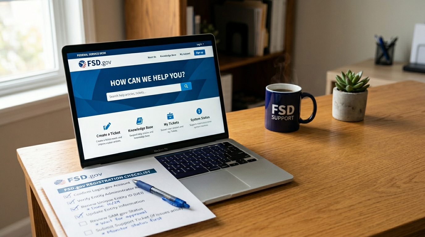 Federal-Service-Desk-FSD-SAM-gov-support-help-ticket-laptop