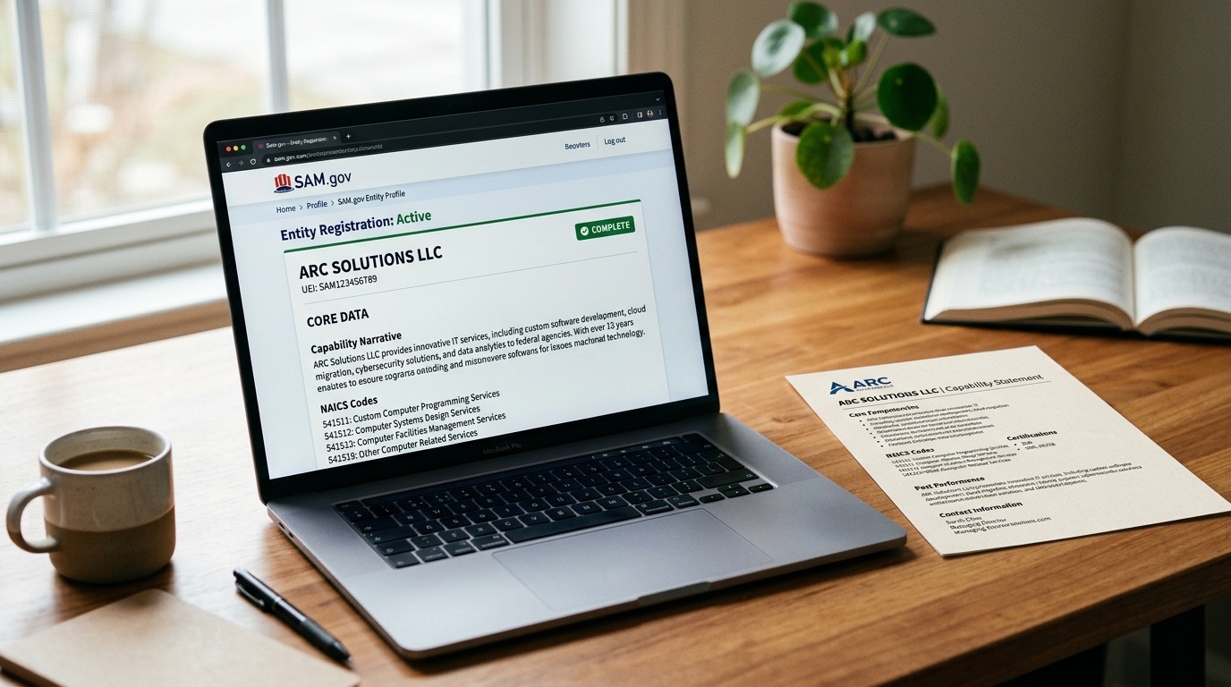 SAM-gov-profile-optimization-buyer-visibility-federal-vendor-laptop