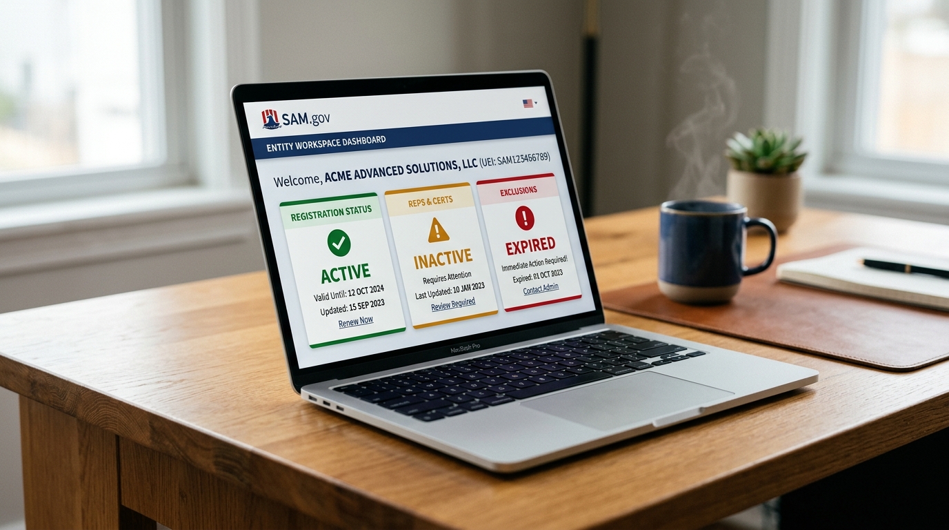 SAM-gov-registration-status-active-inactive-expired-laptop-screen