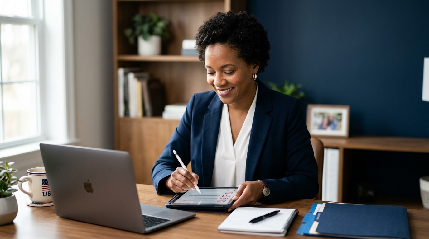 Small business owner following a 90-day plan to start government contracting